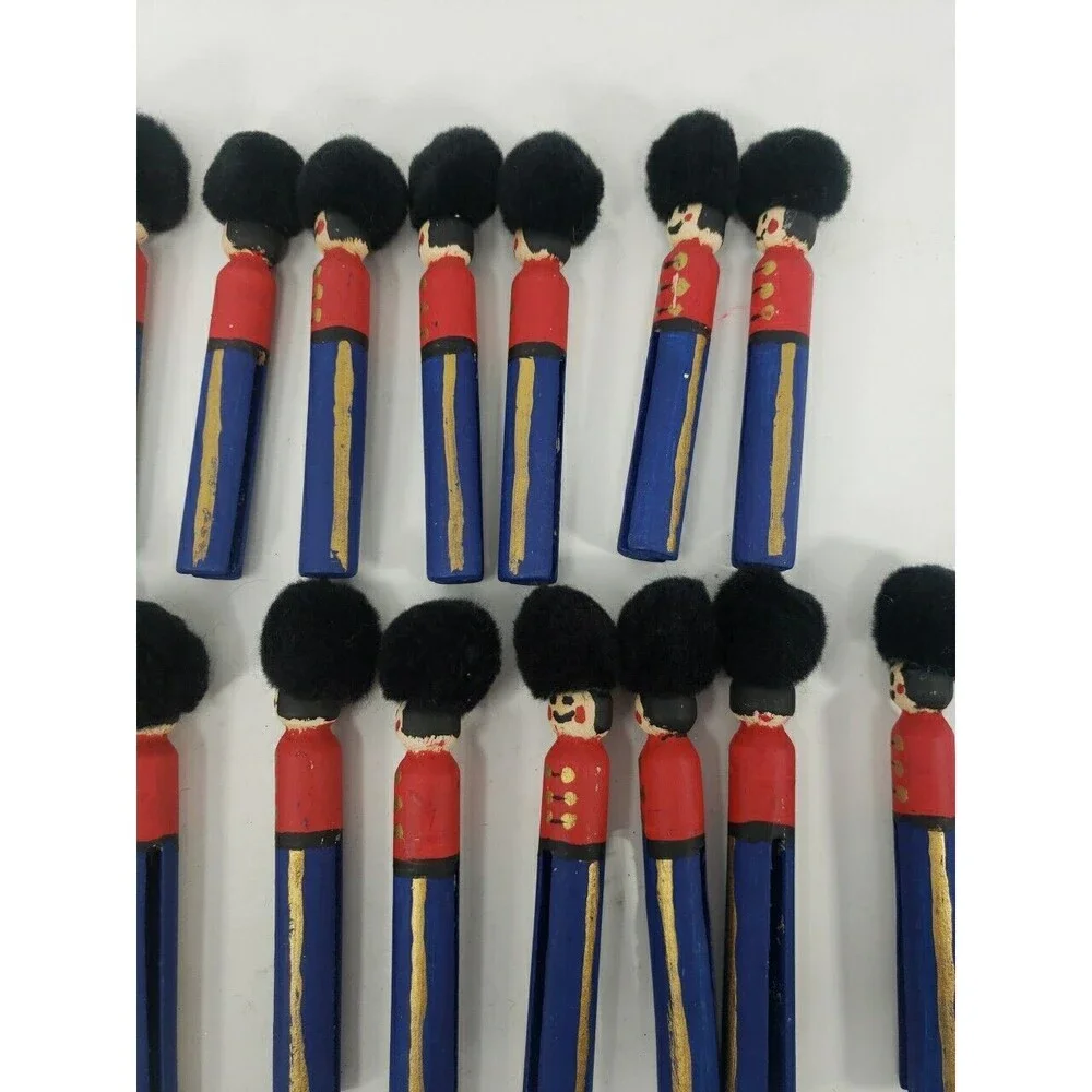 Vintage Clothespin Nutcracker Toy Soldiers Handmade Christmas Lot of 17  1980s